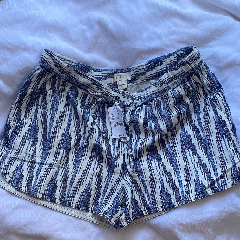 J. Crew Navy and White Patterned High Waist Shorts